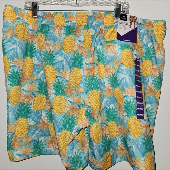Men's XX Large‎ Pineapple Print Swim Trunks Tropical Drawstring Shorts - Picture 2 of 6